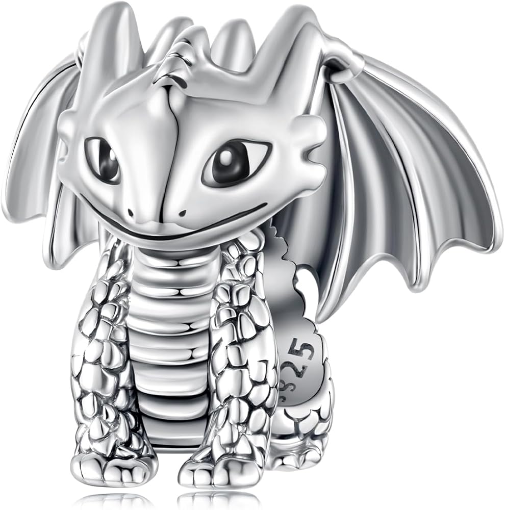 Amazon.com: Flying Dragon Charm 925 Sterling Silver Charm Fits