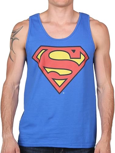 DC Comics Camiseta de tirantes con logotipo clásico de Superman para hombre