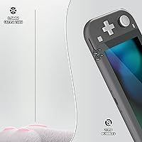 Vista 7 de eXtremeRate 2 Pack Gray Border Transparent HD Clear Saver Protector Film, Tempered Glass Screen Protector for Nintendo Switch Lite Anti-Scratch