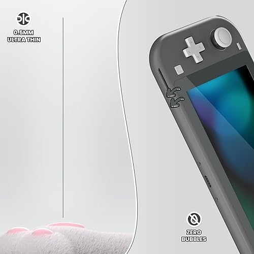 Miniatura 7 de eXtremeRate 2 Pack Gray Border Transparent HD Clear Saver Protector Film, Tempered Glass Screen Protector for Nintendo Switch Lite Anti-Scratch,