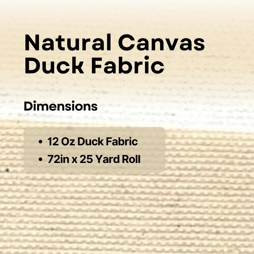 Marsidian Natural Canvas 12 Oz - Duck Fabric - 72in x 25 Yard Roll - Heavy Duty Cotton Material for Upholstery, Tents, Outdoor Gear, Bags, Crafting, DIY Projects - Image 2