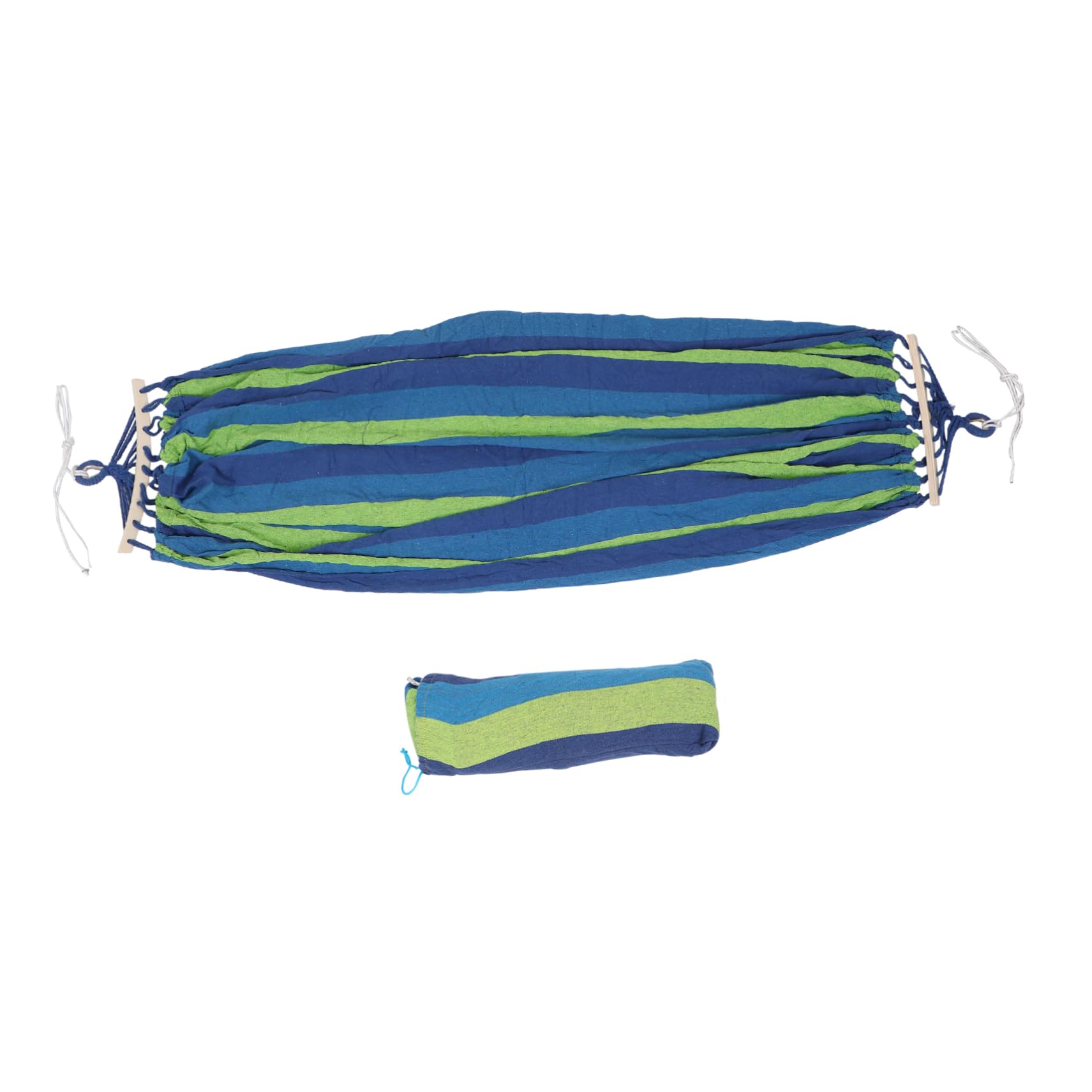 Hamac de camping double avec toile large 150 kg anti-basculement rayée bleu et blanc