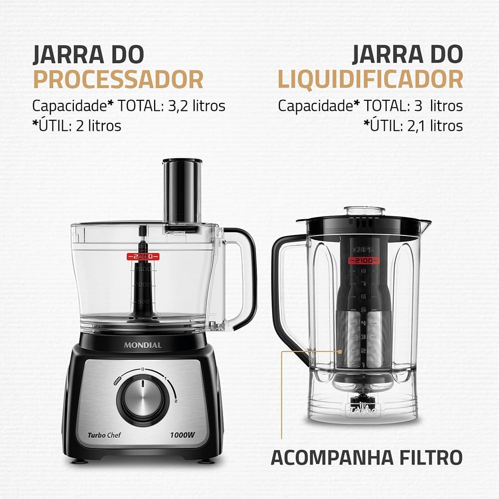 Multiprocessador Turbo Chef 9 em 1, Mondial, Preto, 1000W, 127V - MPN-01-BF