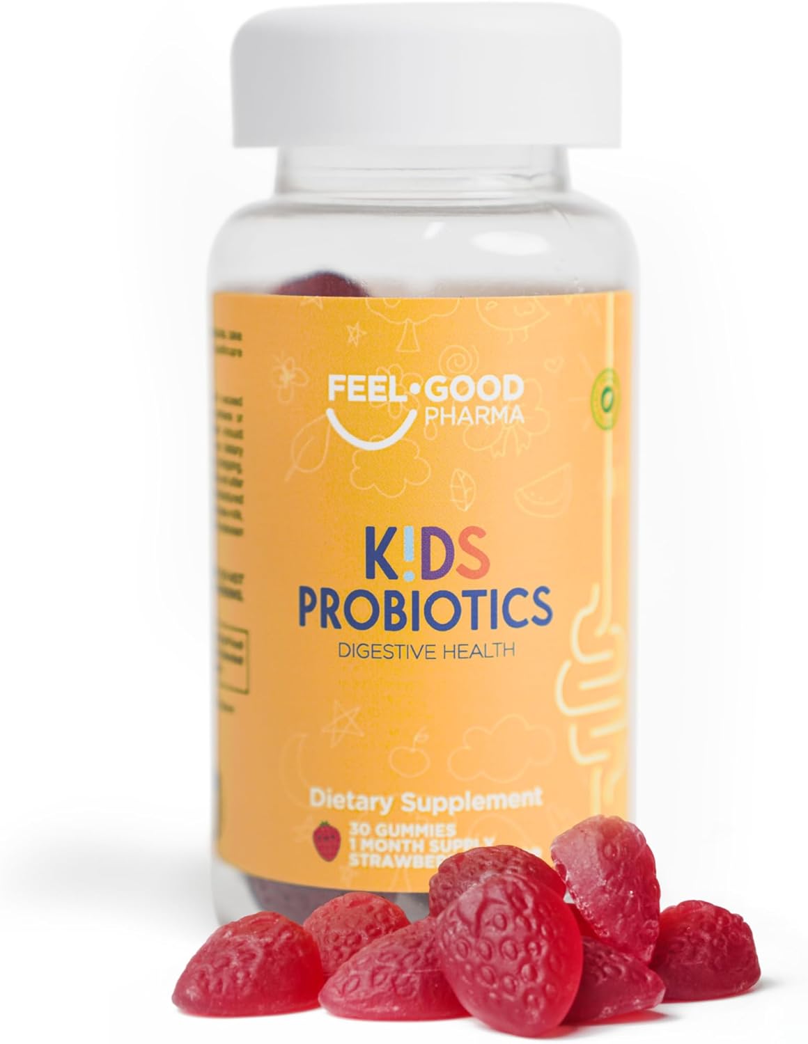 Feel Good Kids Probiotic Gummies – Gut Health & Immune Support – with DE111 Probiotic – Organic Strawberry Flavor – 30 Gummies for Children