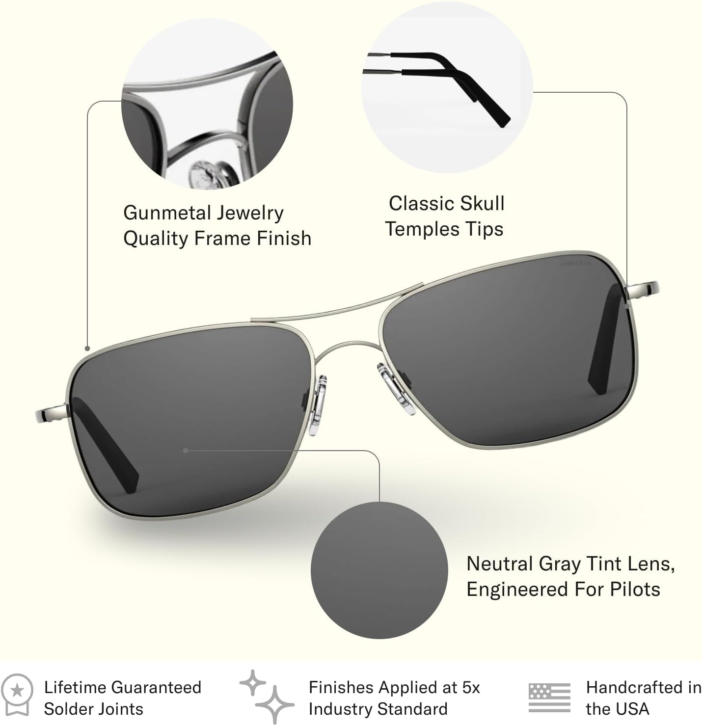 Randolph Eyewear Archer Aviator Sunglasses for Men & Women – Non-Polarized & Polarized Lenses UV Protection Sunglasses - Image 4