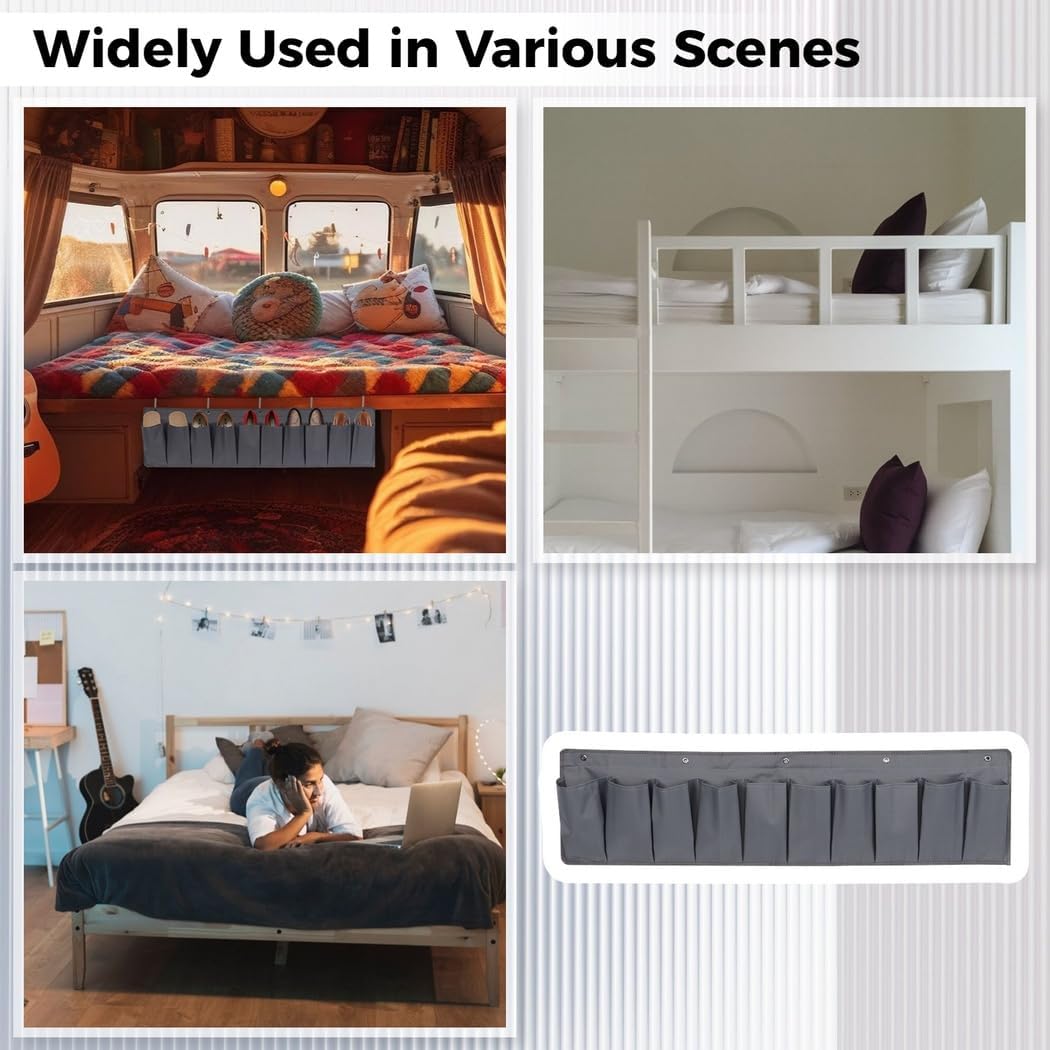 Hanging Beside Storage Bag, Rv Shoe Pocket Organizer With Oxford Waterproof Shoe Pockets, Multipurpose Bag For Shoes, Toys, Garden Tools, 10 Pockets With 5 Metal Hooks