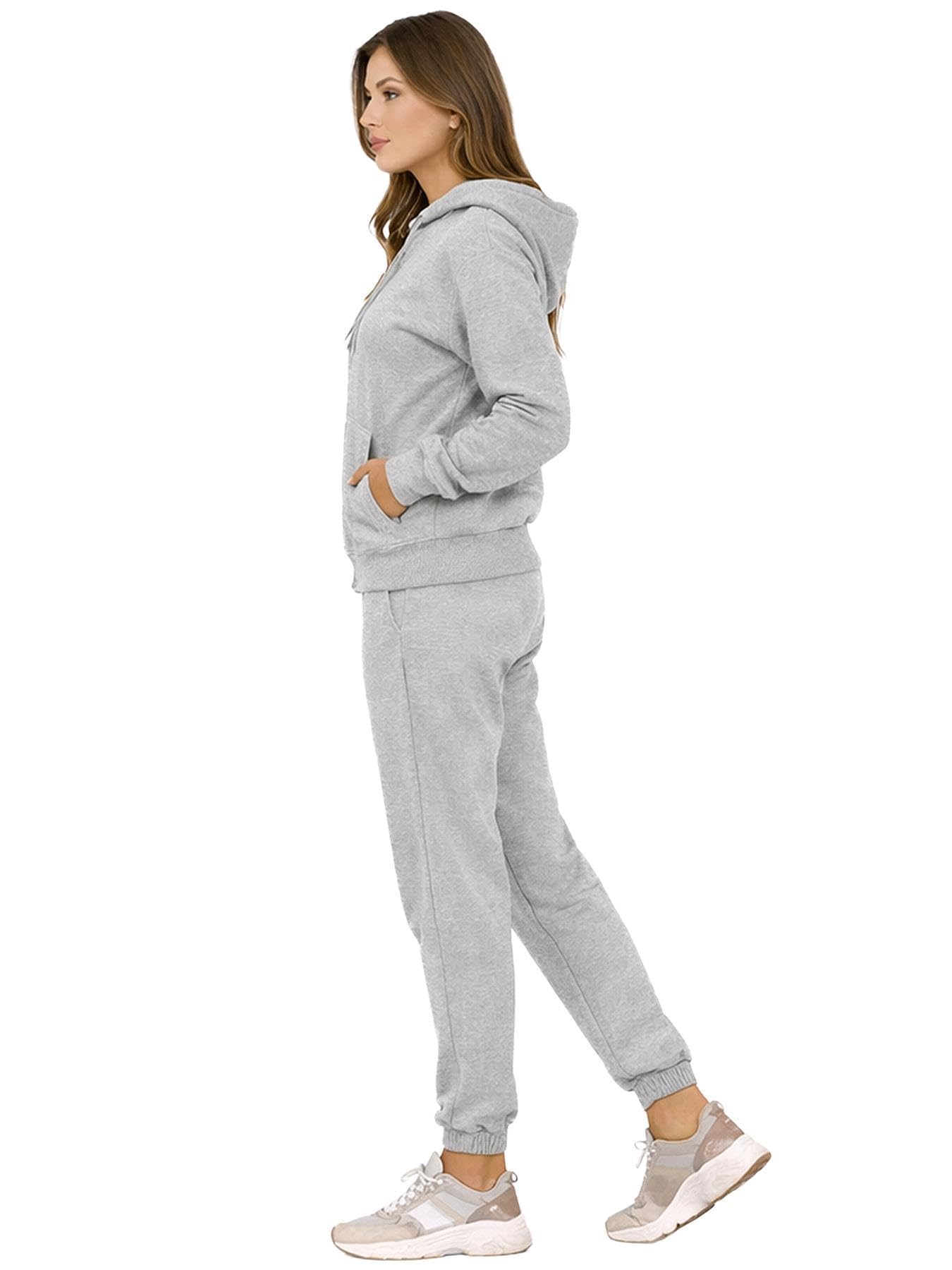 BRAND KRUZE Tuta da donna con cappuccio a maniche lunghe e girocollo e pantaloni casual in cotone