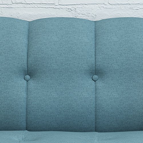 Christopher Knight Home Treston Mid-Century Fabric Sofa, Blue / Natural #TOP3