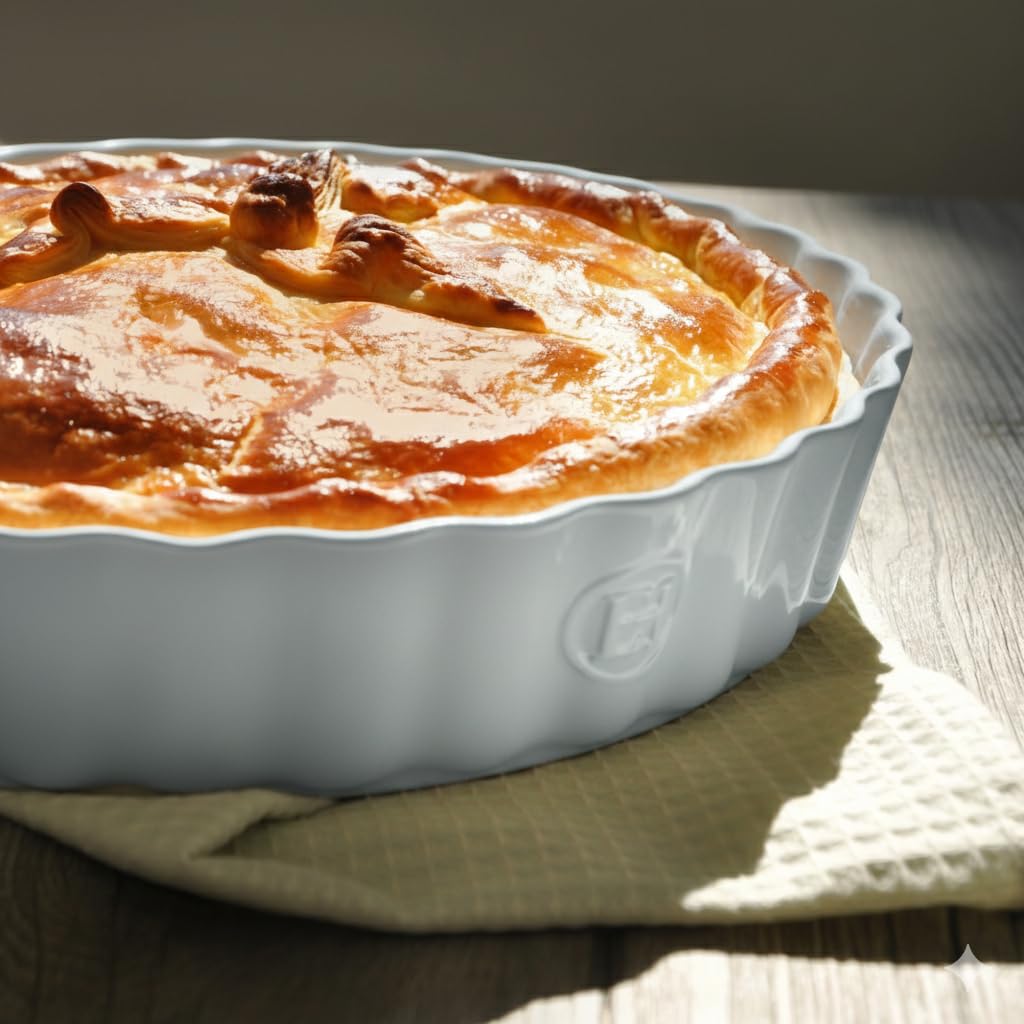 Emile Henry Tourtière Haute Ø 28 cm – Céramique Haute Résistance – Cuisson Homogène et Tarte Dorée à Cœur – Coloris Écume – Fabriqué en France
