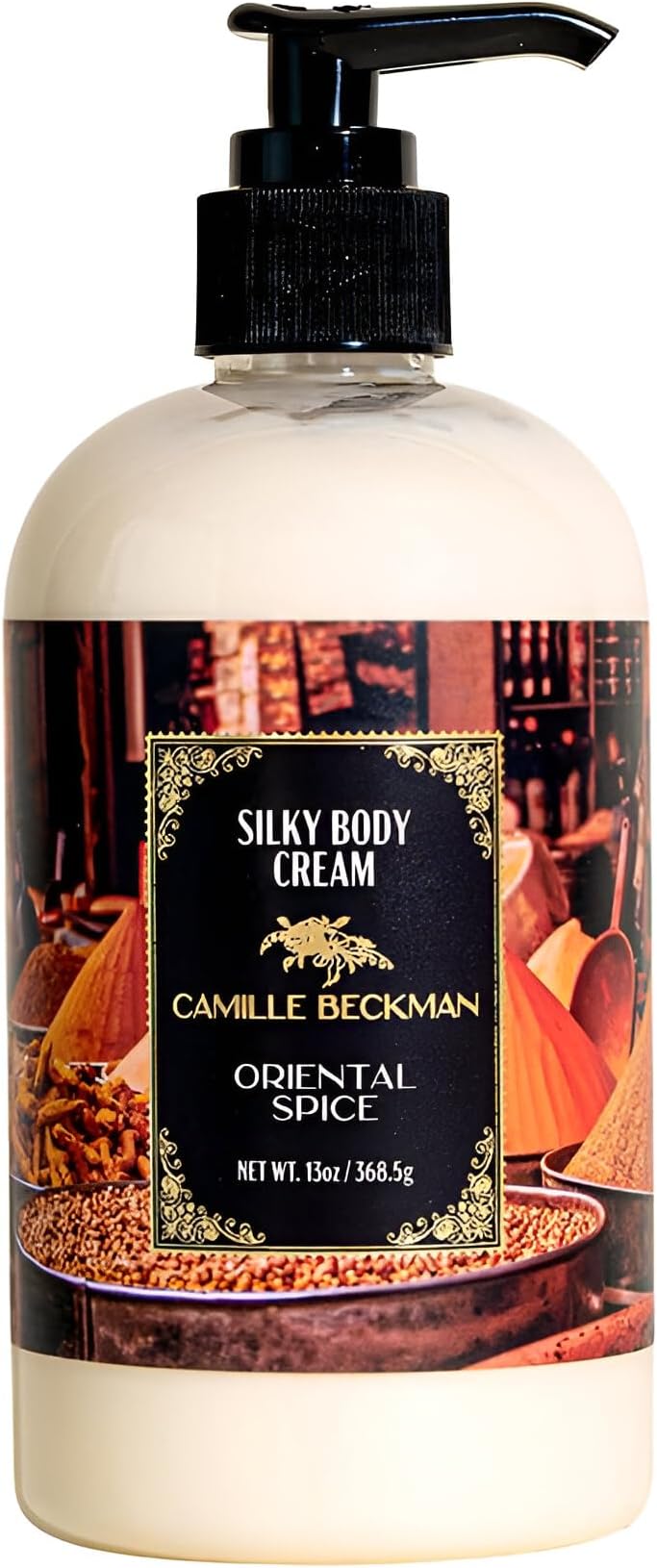 Camille Beckman Oriental Spice Scented Silky Body Cream, Daily Moisturizer for All Skin Types | Non-Greasy Vegan Formula to Nourish and Soften Hands and Body, 13 Ounce