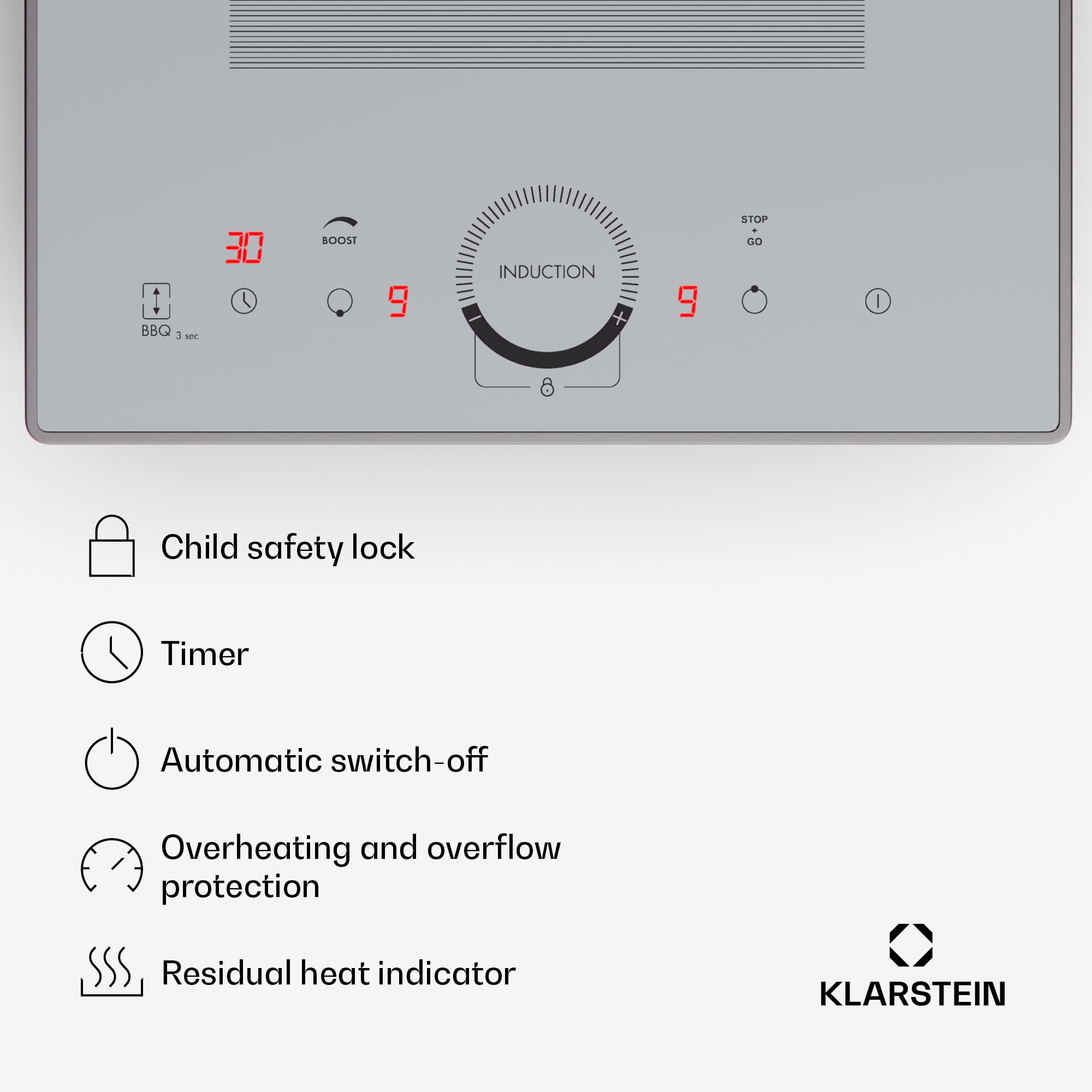 Klarstein Wpuszczana elektryczna płyta indukcyjna, podwójna płyta grzewcza, płyta indukcyjna z 2 palnikami, 3500 W x2 indukcyjne stoły kuchenne, sterowanie dotykowe, cyfrowy wyświetlacz i timer