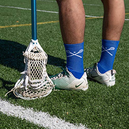 ChalkTalkSPORTS Lacrosse Performance Crew Socks - Crossed LAX Sticks - Blue - Lacrosse Mid-Calf Socks - Adult4