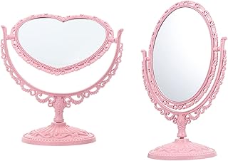 FOMIYES 2Pcs Beauty Mirror Pink Home Decor Tabletop Decor Makeup Vanity Desk Vintage Makeup Mirror Foldable Cosmetic Mirror Desk Mirror Girl Makeup Mirror Dual Sided Makeup Mirror Love