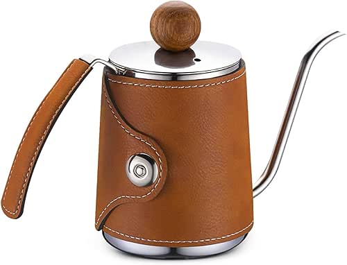 Art Pour-Over Coffee Kettle – 12OZ, Premium Magnetic Leather Sleeve,