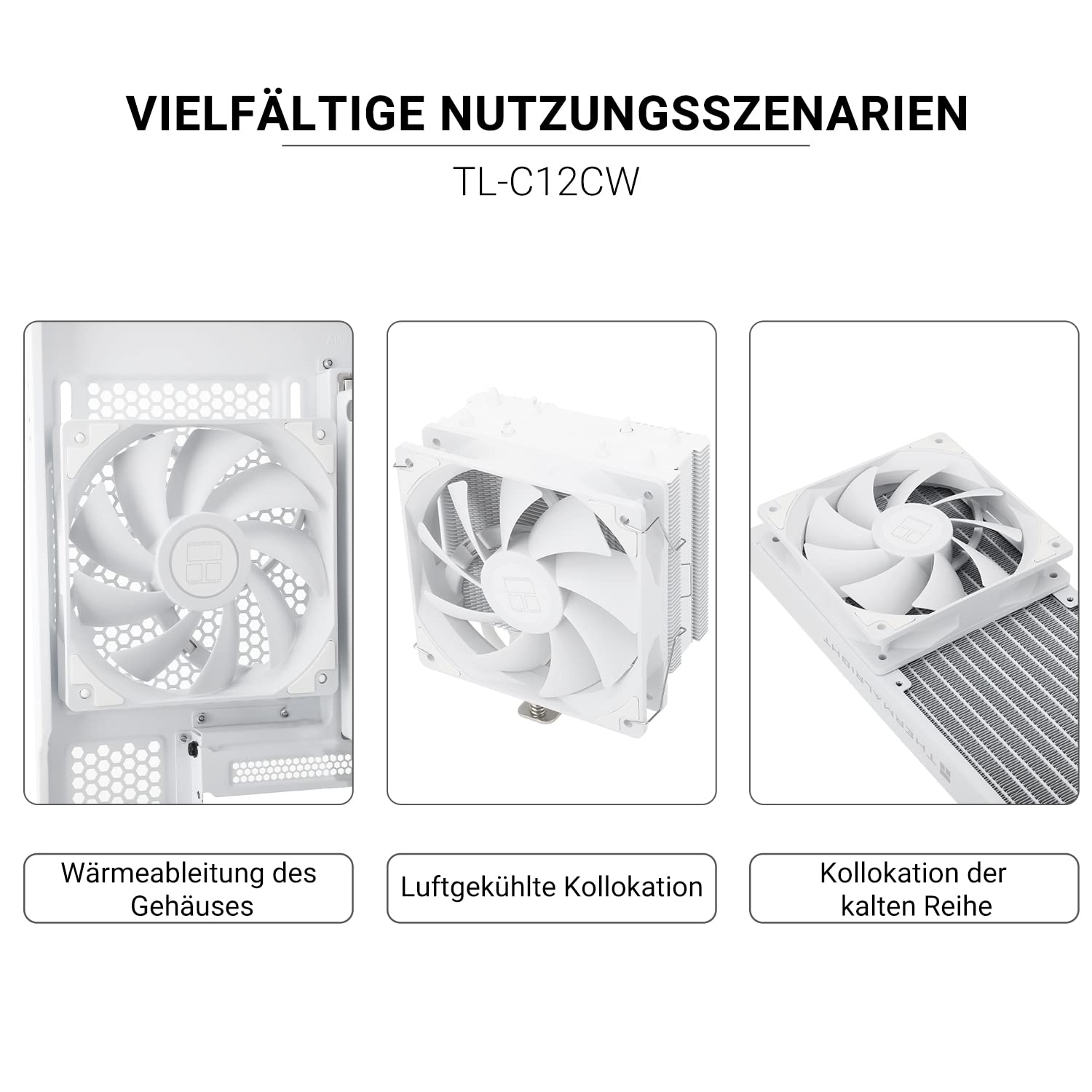 Ventilateur PC Thermalright TL-C12CW - 120mm, PWM, Silencieux, Roulement S-FDB, Blanc, 1550 Tr/min