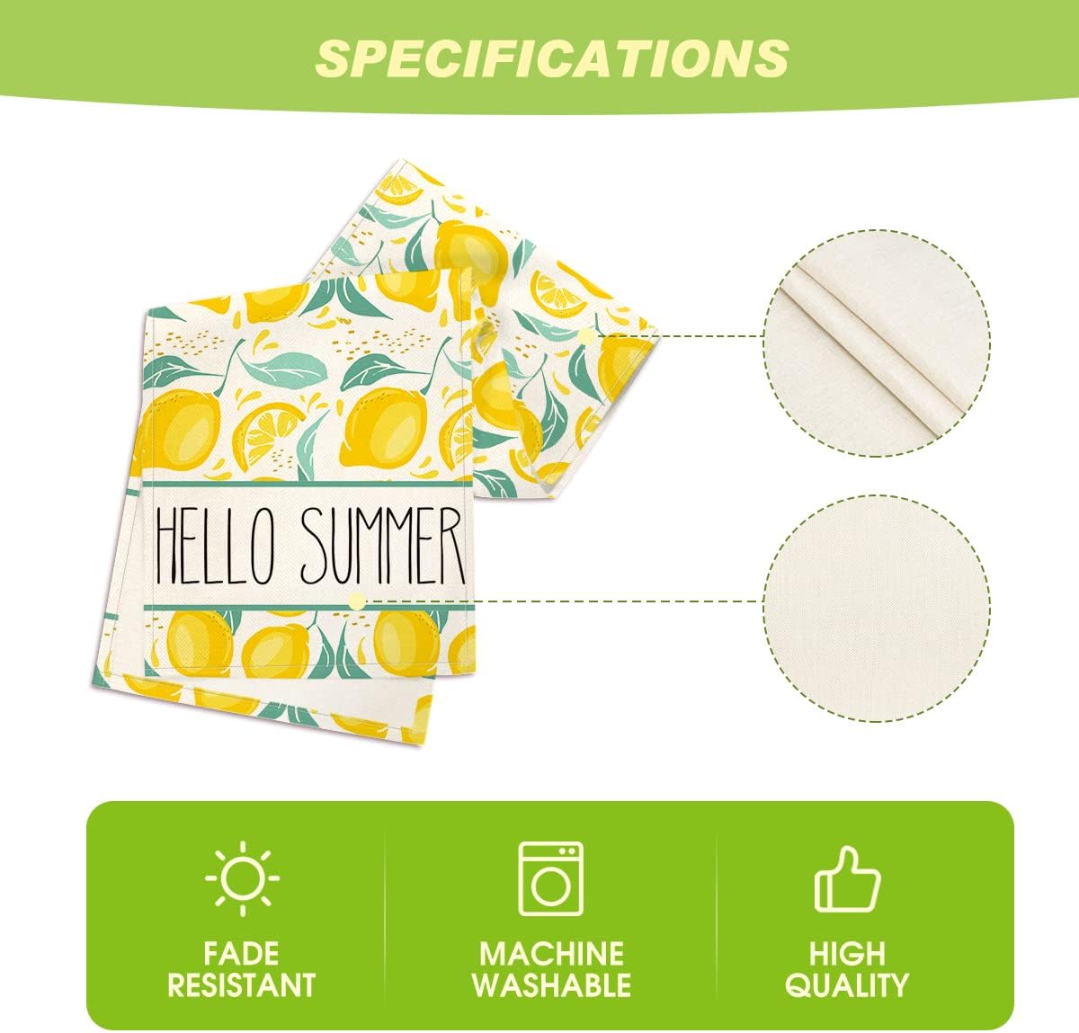 Artoid Mode Hello Summer Lemon Table Runner, Seasonal Spring Summer Fruit Kitchen Dining Table Decoration for Home Party Decor 13 x 90 Inch