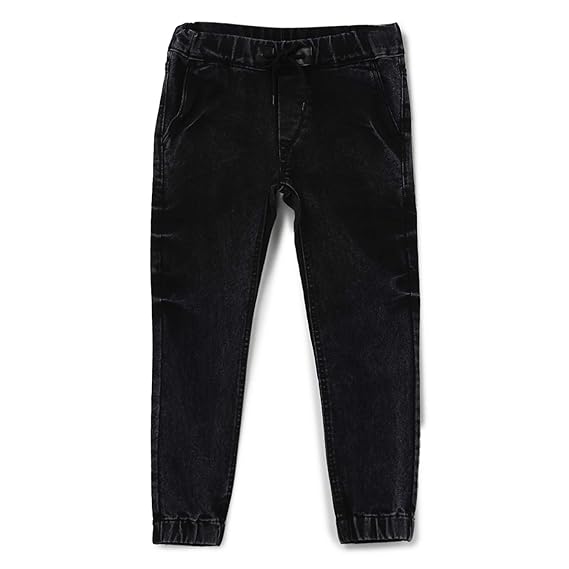 Urbano Juniors Boys Black Slim Fit Washed Jogger Jeans Stretch