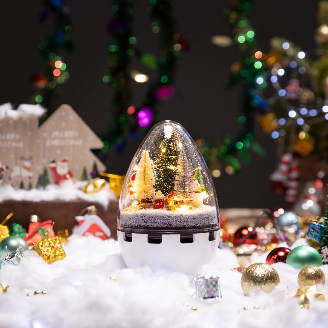 Music Box, Christmas, Santa, Snowman, Orgel, Cozy Mood Lamp, Winter Season, Wireless Power, Trees, X-Mas, Baby Product, Permanent Working, Wireless Charger Included (RGBW)