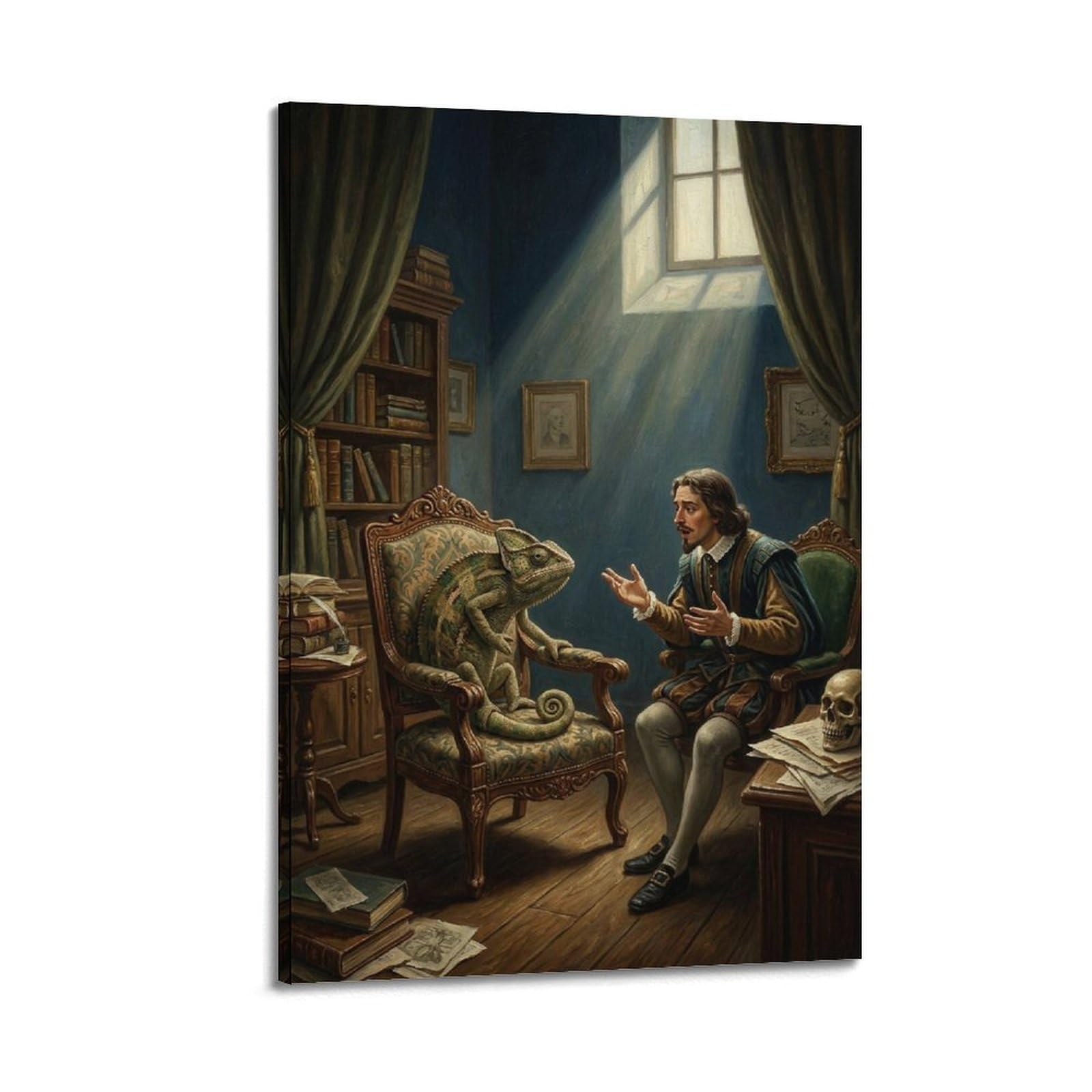 XKUGA Surreal Vintage Animal Poster Chameleon Therapy Disguise Satire Modern Decorative Canvas Prints - Ideal Wall Art for Family, Man Cave, Game Room, Boys & Girls Bedroom 20x30inch(50x75cm)