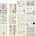 Produktbild Temporäre Tattoo, 16 Sheets Tattoos Flash Metallic Tattoo, Gold Silber Aufkleber Körper Gefälschte Schmuck Tattoos für Armband/Fußkette/Dreieck/Fingertattoo (16 Sheets)