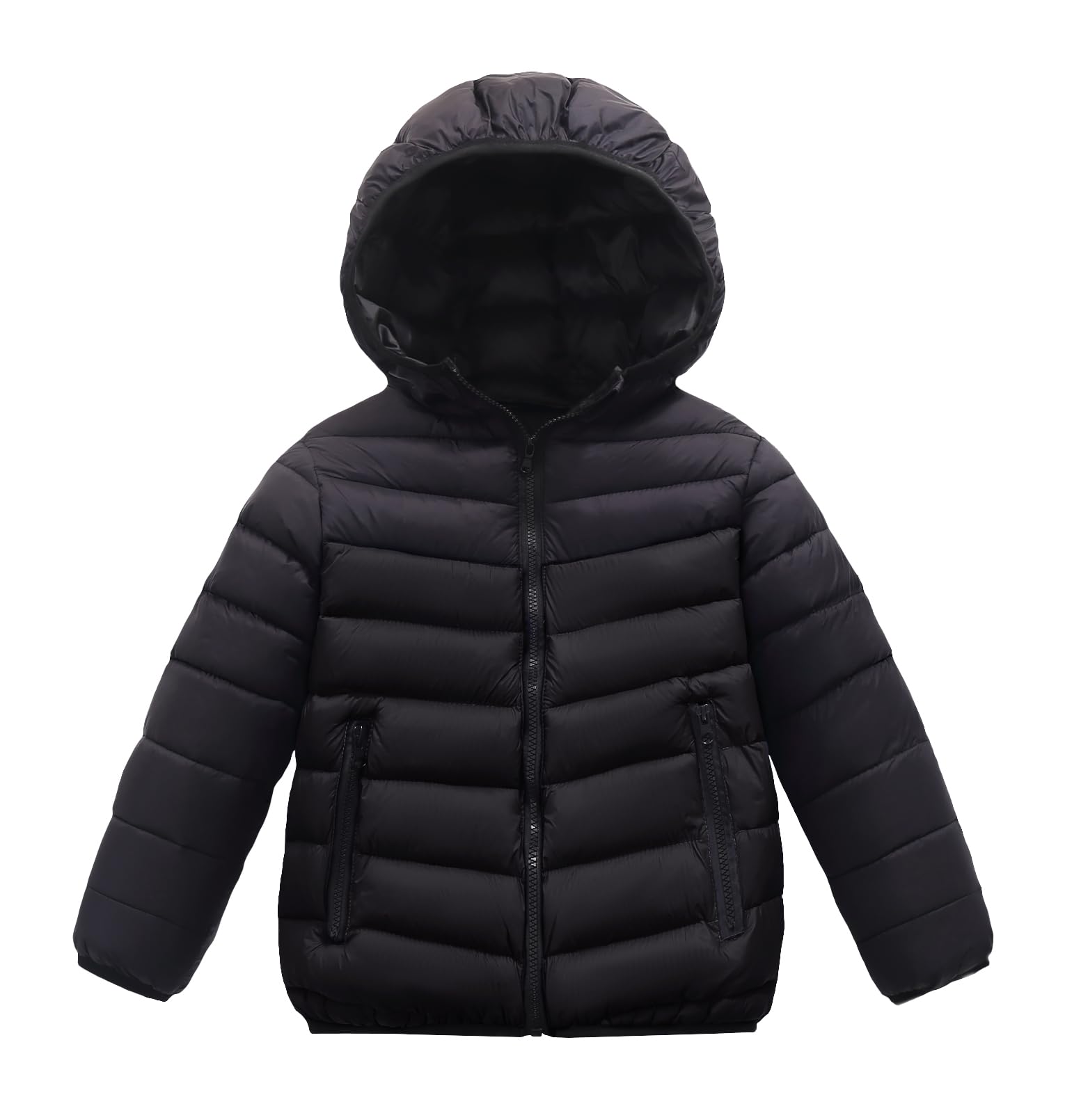 SEAUR Enfant Garçons Manteau Hiver Légère Doudoune à Capuche Manches Longues Chaud Veste Enfant Zippée Noir 11-12 ans