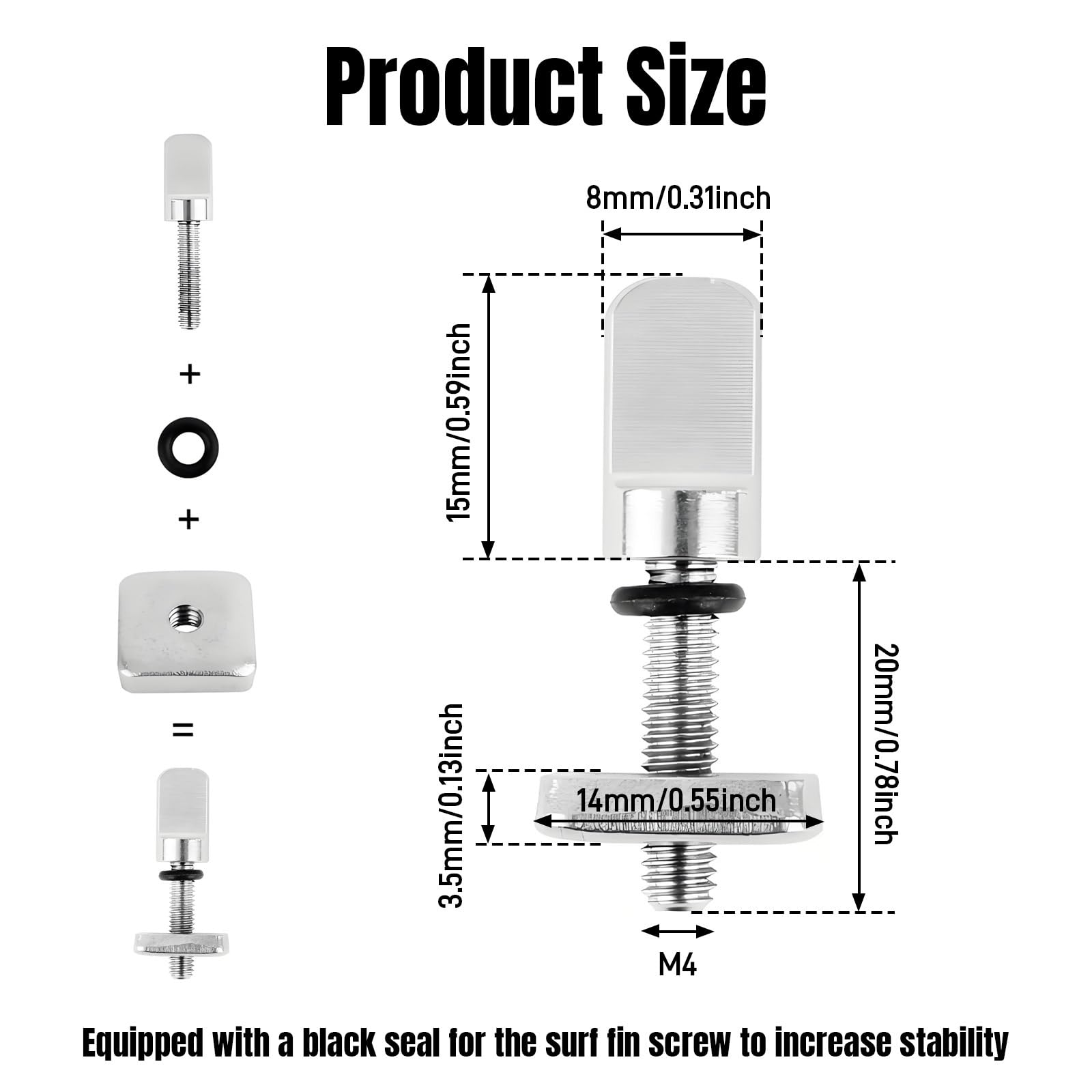 5 Piezas Tornillo para Tabla Surf – para Tornillo Aleta Deslizante, Kit de Repuesto Acero Inoxidable, Compatible para Mistral Tornillo quilla Padel Surf