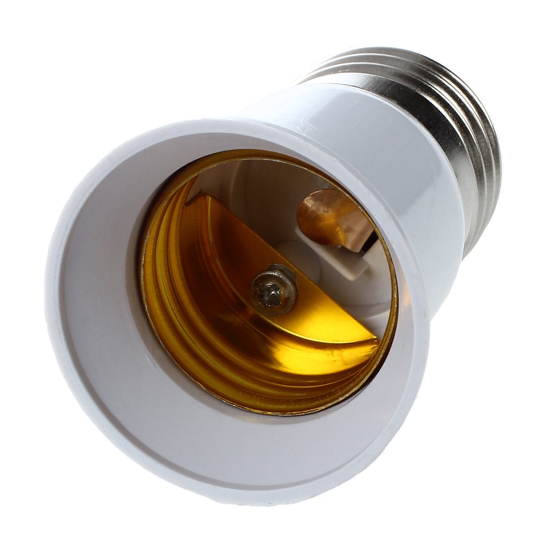 Nicfaky Silver,White E27 To E27 Bulb Holder Silver Tone White Adapter Extender
