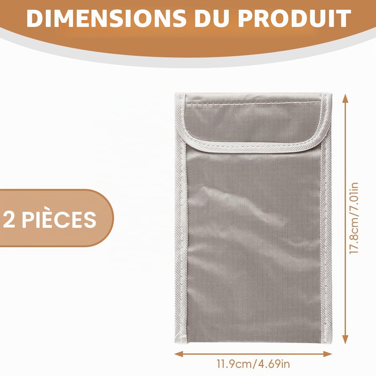 Faraday Lot de 2 pochettes compactes anti-électromagnétiques pour téléphone portable et bouclier de rayonnement, pochette de sécurité anti-EMP, protection de la vie privée pour un usage