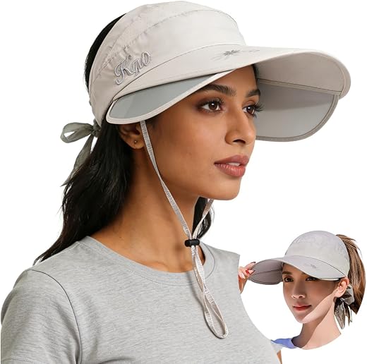 SANNIDHI® Summer Caps for Women Wide Brim Visor Sun Hats for Women, Golf Cap with Retractable Side Brim for UV Protection,...