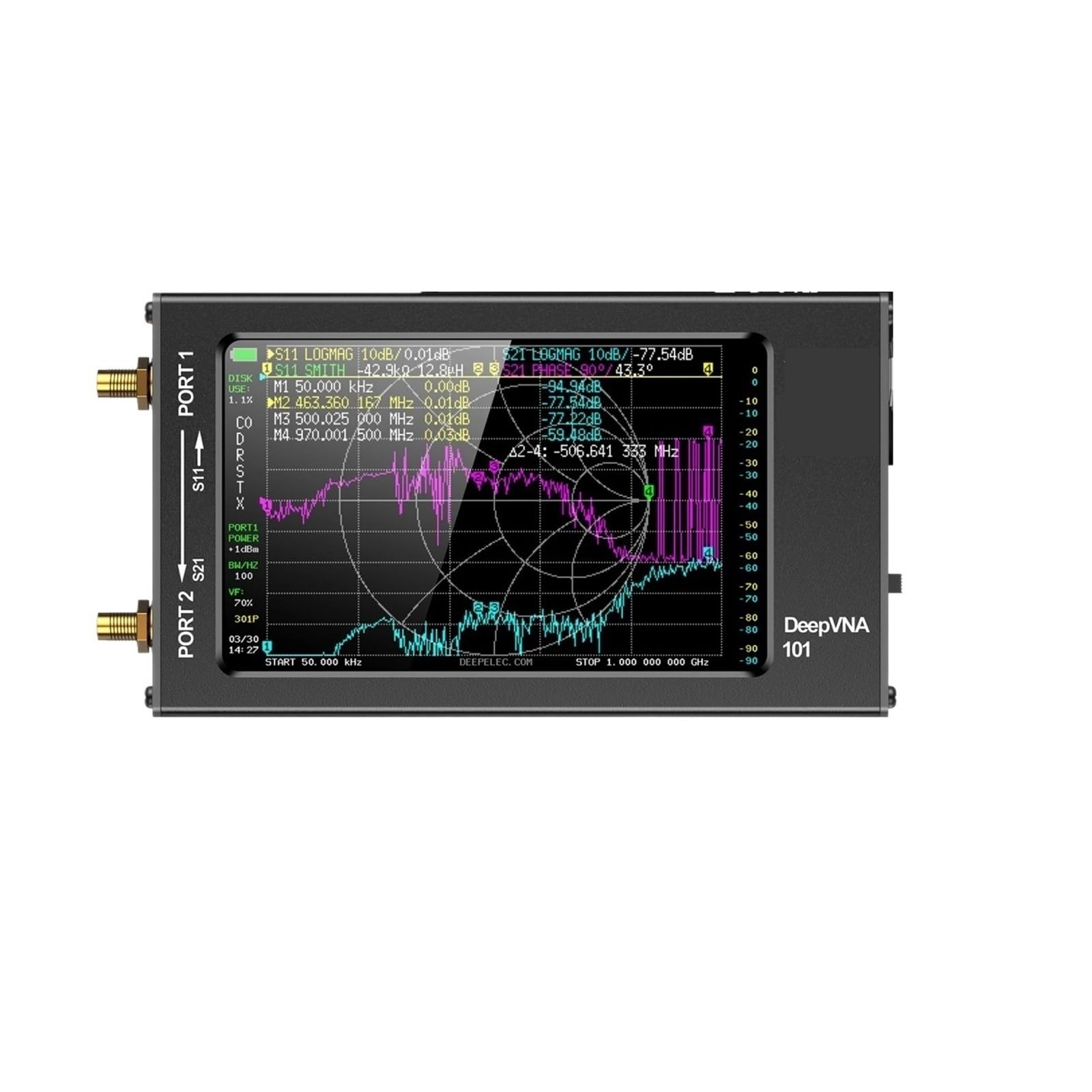 Analizador de espectro, Analizador de antena DeepVNA-101 4,3 pulgadas, medidor ROE 10000 a 1,5 GHz, analizador red VHF UHF, pantalla LCD IPS HW3.2 y carcasa metálica NanoVNA-F