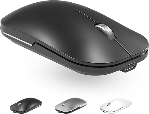 Miniatura 9 de comeic Ratón inalámbrico móvil, cómodo uso de mano derechaizquierda con rueda de desplazamiento de metal, inalámbrico, mouse Bluetooth para Mac,