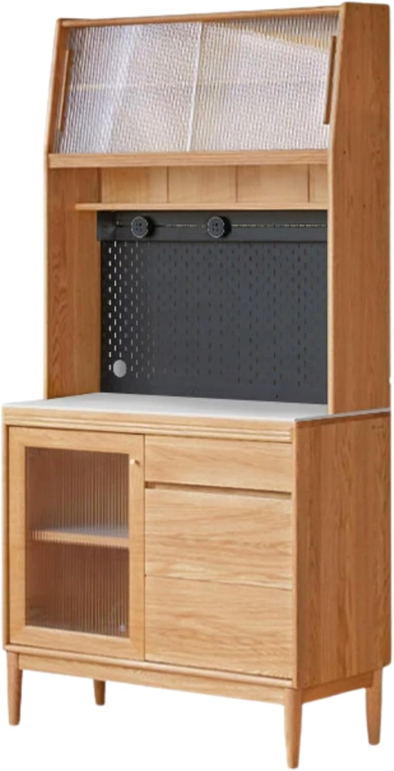 GVAwood Oak Solid Wood Modern Sideboard 39.4x17.7x35.4 inch / 100.4x45x90 cm/Natural Wood Color/Shuiyunsha Rock Slab Sideboard