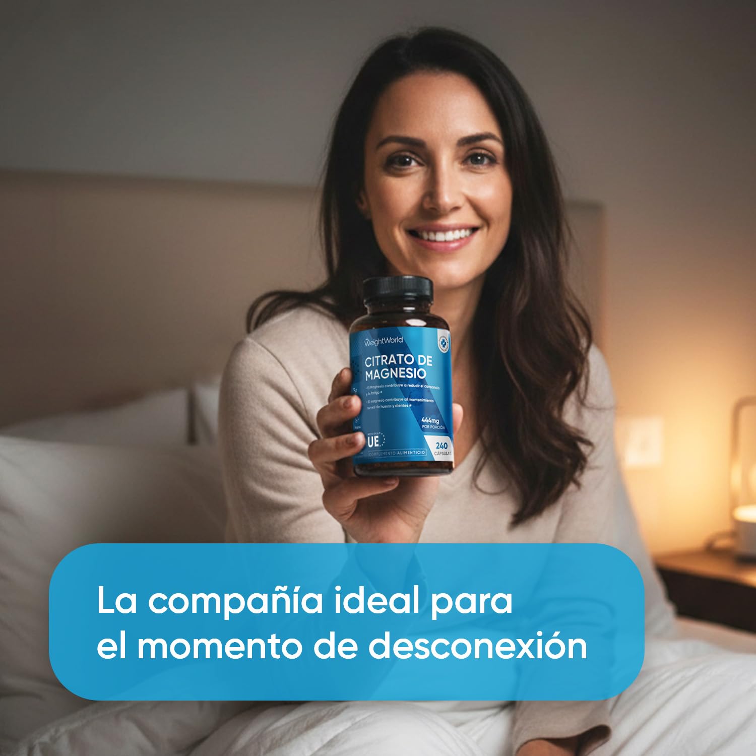 Citrato de Magnesio 240 Cápsulas Veganas - 444mg de Magnesio Puro provenientes de 1480mg del Citrato, Para 4 Meses, Contribuye a la Reducción del Cansancio y la Fatiga (EFSA), Sin Gluten ni OGM