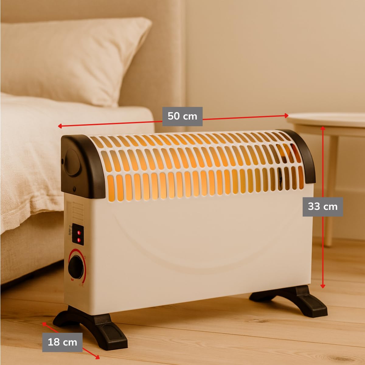 alpina Radiateur Convecteur 1500W – Chauffage Électrique à Convection Sur Pied – Chauffage Soufflant avec Thermostat Réglable – Radiateur d’Appoint Intérieur – 50 x 18 x 33 cm – Blanc