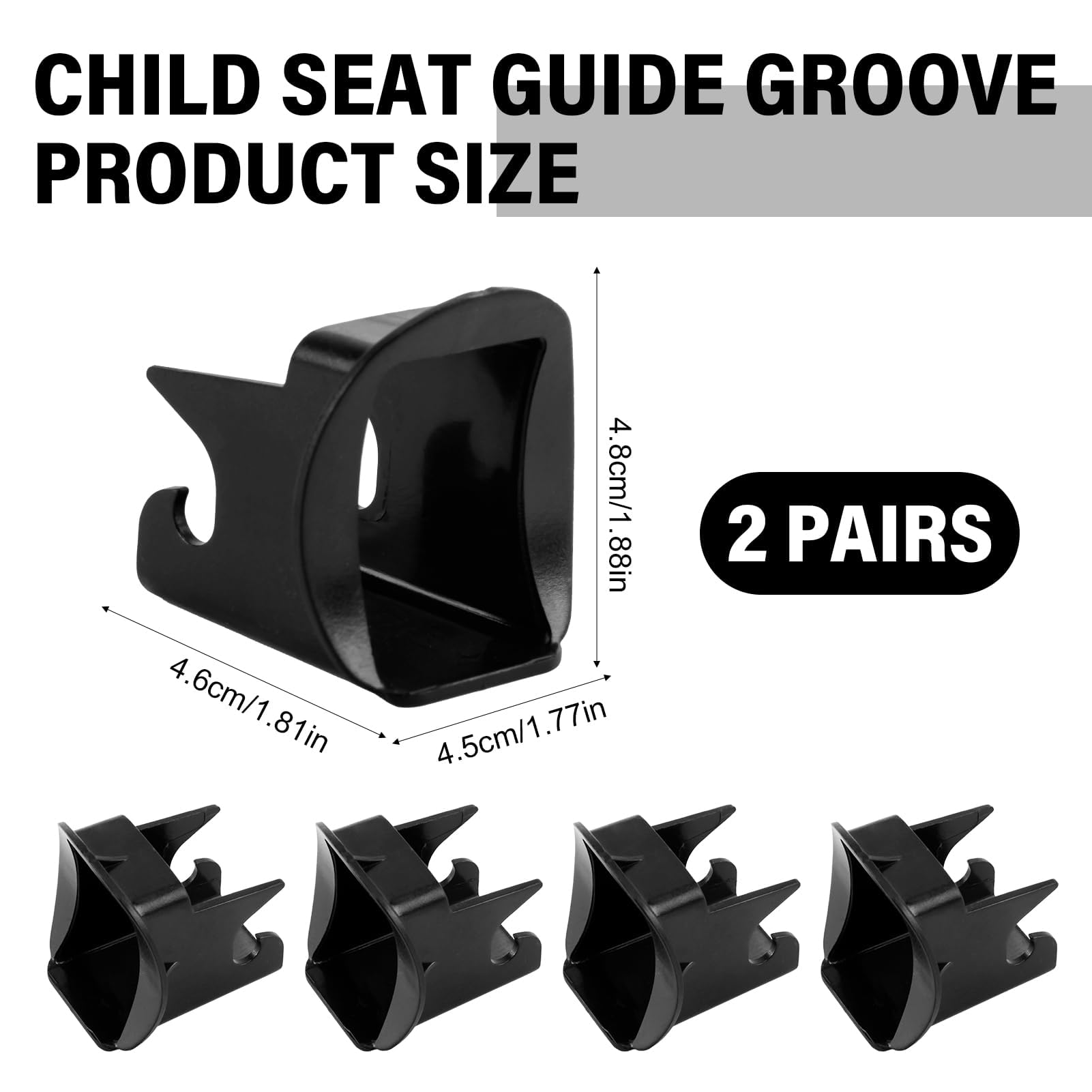 2 Paar Kindersicherung Autositz Führungsschlitz Isofix Führungsrille Sicherheitsgurt Halterung Connector Universal Fit Schwarz