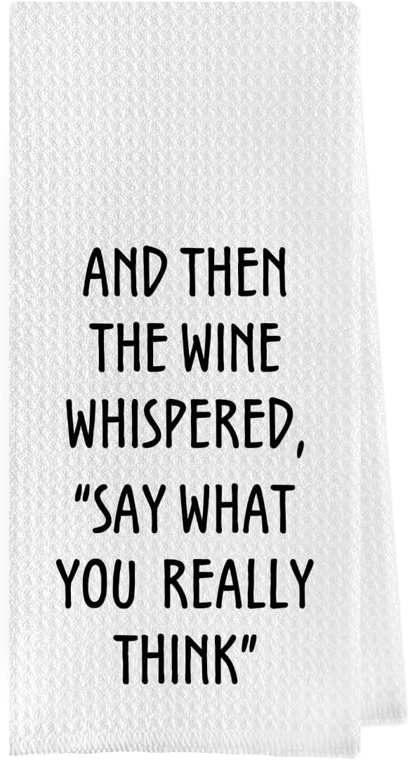 Wine Lovers Dish Towel - Funny Wine Gifts Decorative Waffle Weave Kitchen Towels, Tea Towel, Hand Towel, Housewarming Gift (16×24 Inches)