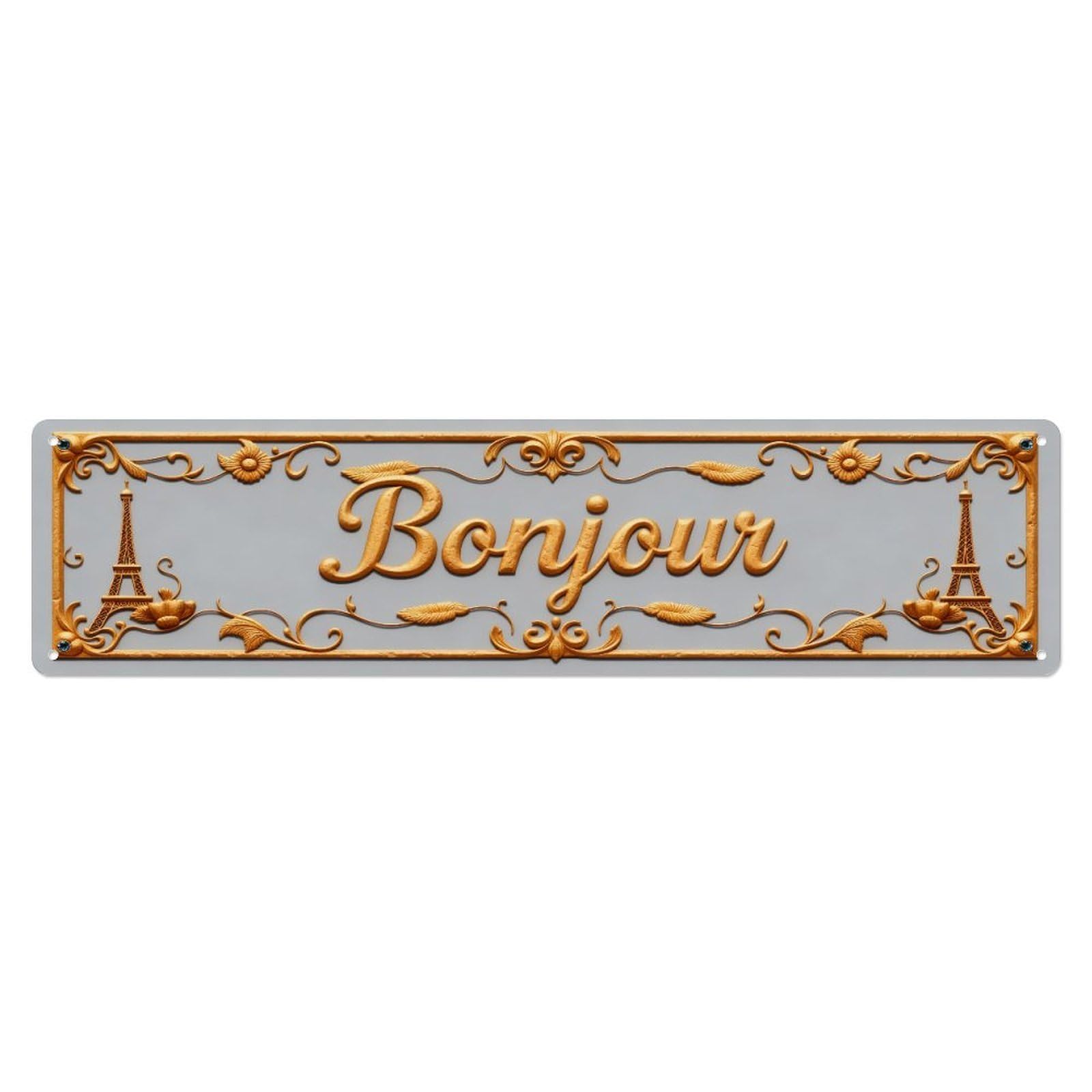 Golden Ornate Parisian Design Metal Tin Sign Plaque