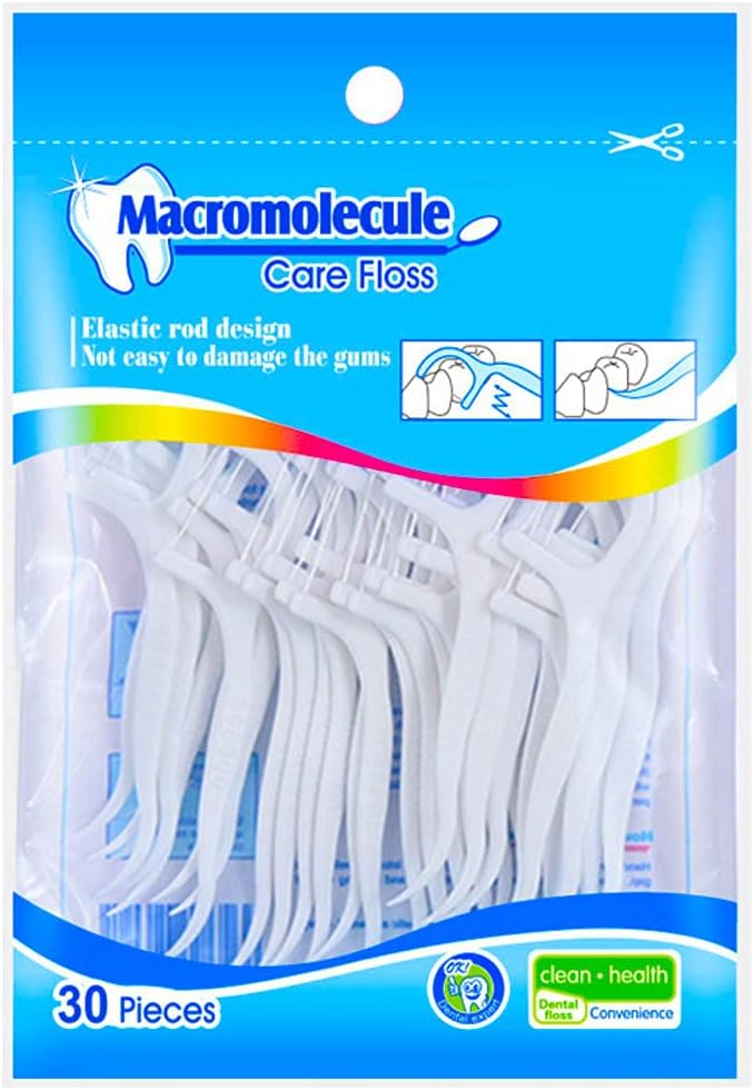 Floss Sticks Dental Floss Picks Complete Clean,2 in 1 Dental Toothpick Polyethylene Resistant Dental, Cardamom（30Pcs）