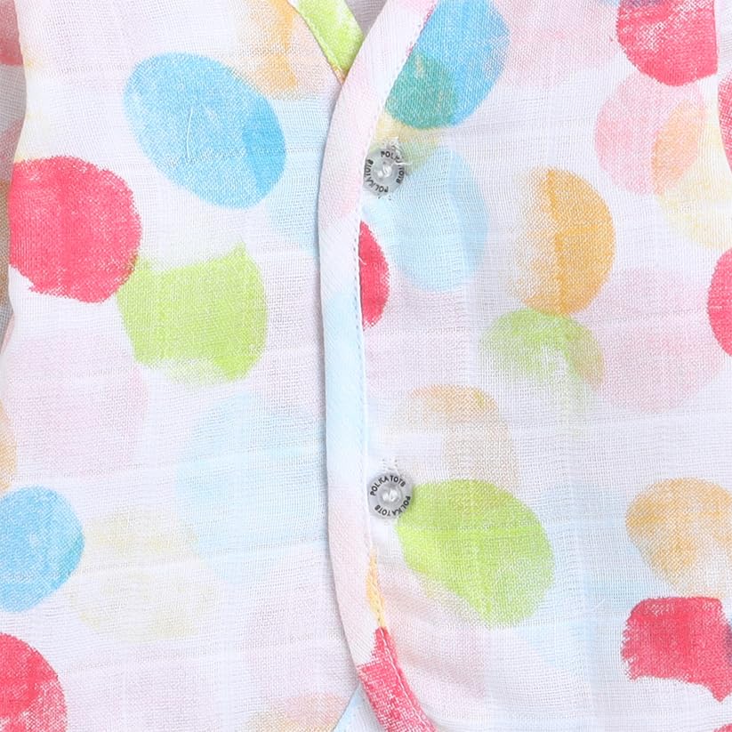 Image of Polka Tots Baby Boys & Girls Cotton Muslin Jabla Vest - Half Sleeve, Front Open, Soft & Breathable Daily Wear, Pack of 3 (Newborn)