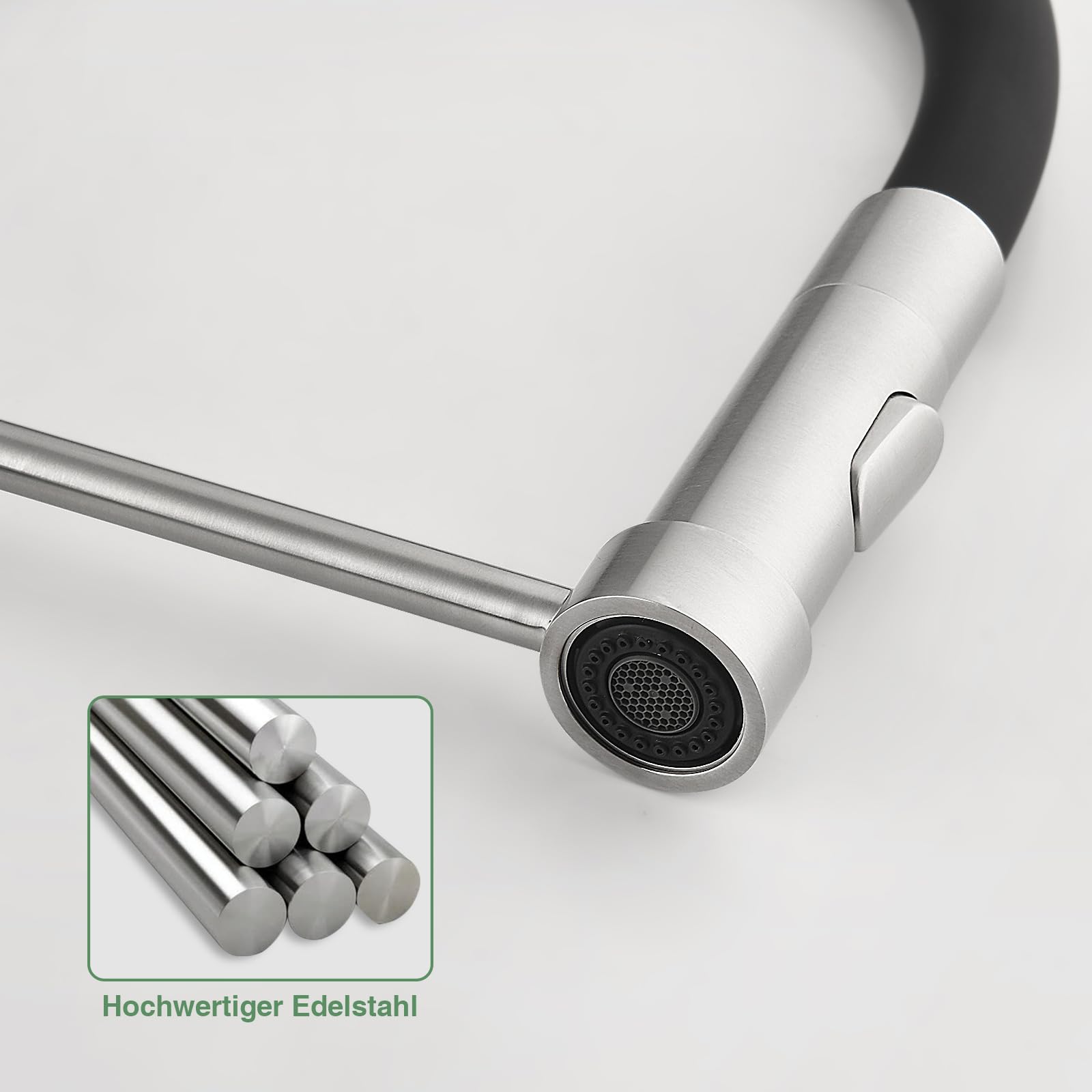 grifo cocina, flexible kitchen faucet, grifos cocina fregadero giratorio 360°, torneira cozinha acero inoxidable, grifo de cocina com dois modos de duche (Cepillado)