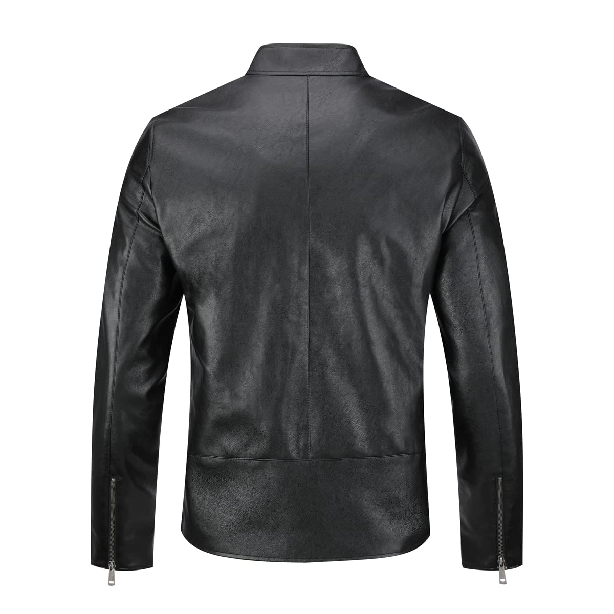 Sliktaa - Chaqueta de piel sintética ecológica de invierno con un cuello alto, de entretiempo, tipo motero, piloto, cremallera, informal, cuero, fresco, clásico, Negro D, XXL