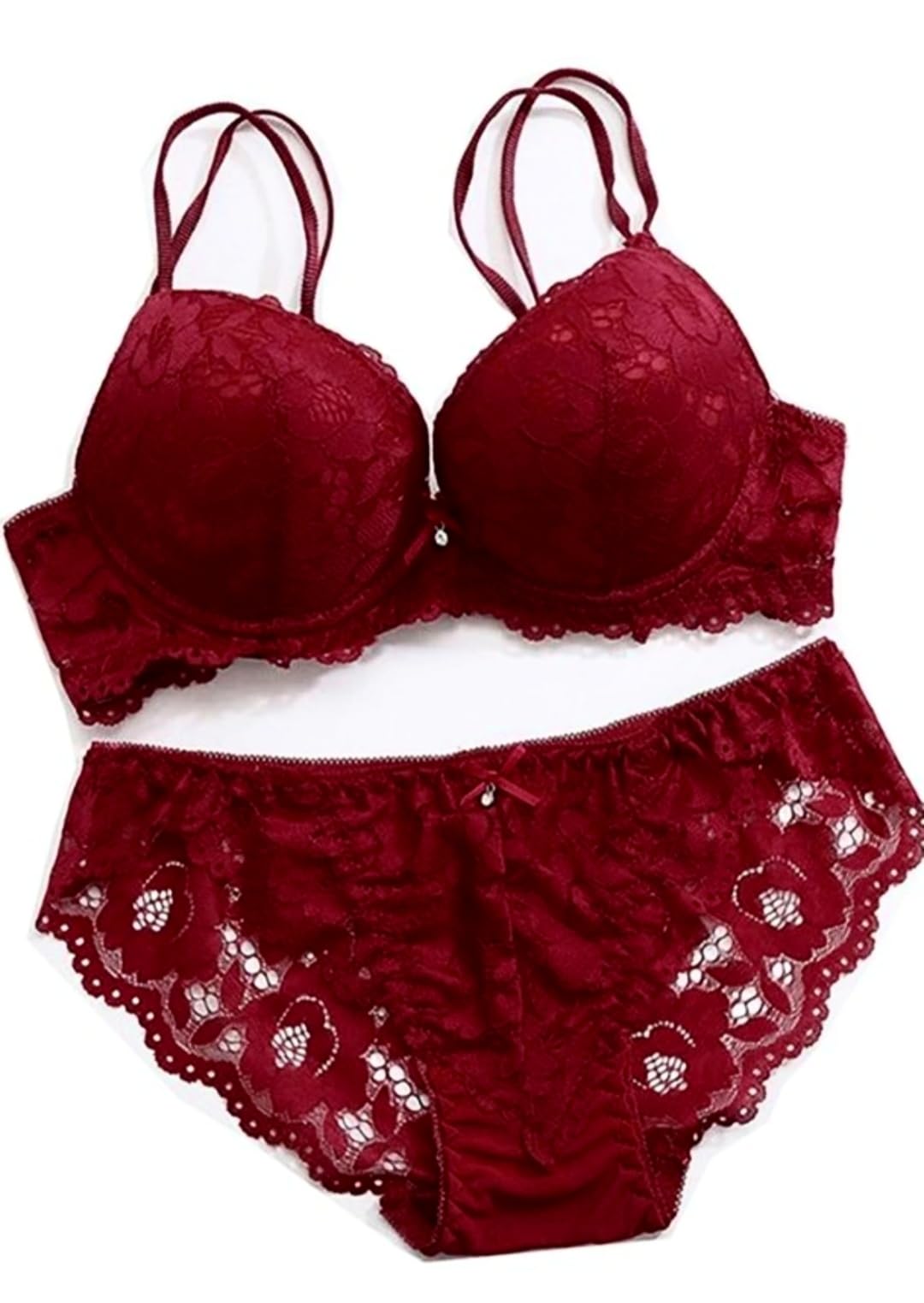 sprintx Women's Floral Lace Lingerie Set – Wireless Bra and Panty with Adjustable Straps, Perfect for Brides and Honeymoon Nights-picture-11