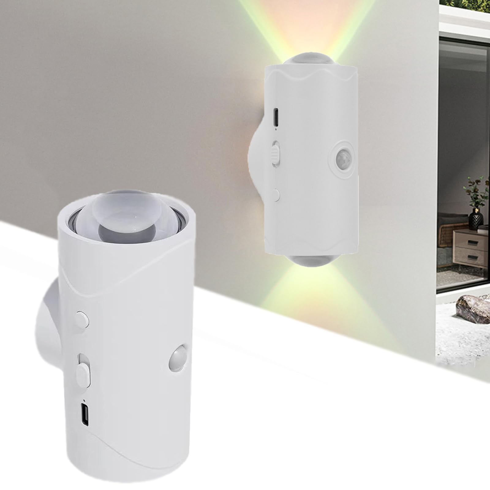 Smart Motion Sensor Wall lamp with Colorful Gradient,Smart led Night Light with Motion Sensor,Color Changing Wall Lamps,led r Lights Indoor Rechargeable Wall Light-A