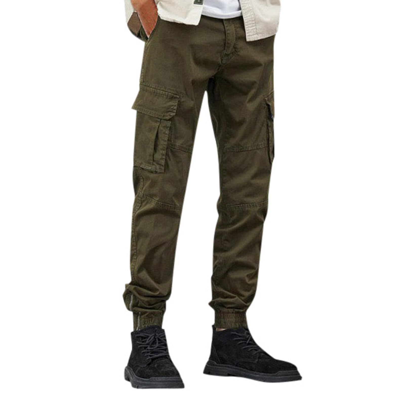 Pantaloni da lavoro da uomo e da jogging, per il tempo libero, con tasche con cerniera, da jogging, da spiaggia, da uomo, per il tempo libero, casual, leggeri, estivi