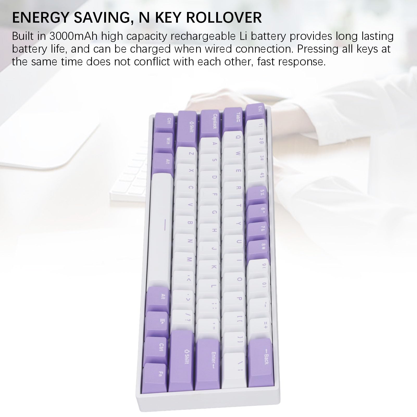 Mechaniczna Klawiatura do Gier 60%, Przenośna Kompaktowa Klawiatura Mechaniczna z 61 Klawiszami, Klawiatura Tri Mode 2.4G BT3.0 5.0 USB C, Klawiatura do Gier RGB na PC, Niebieski