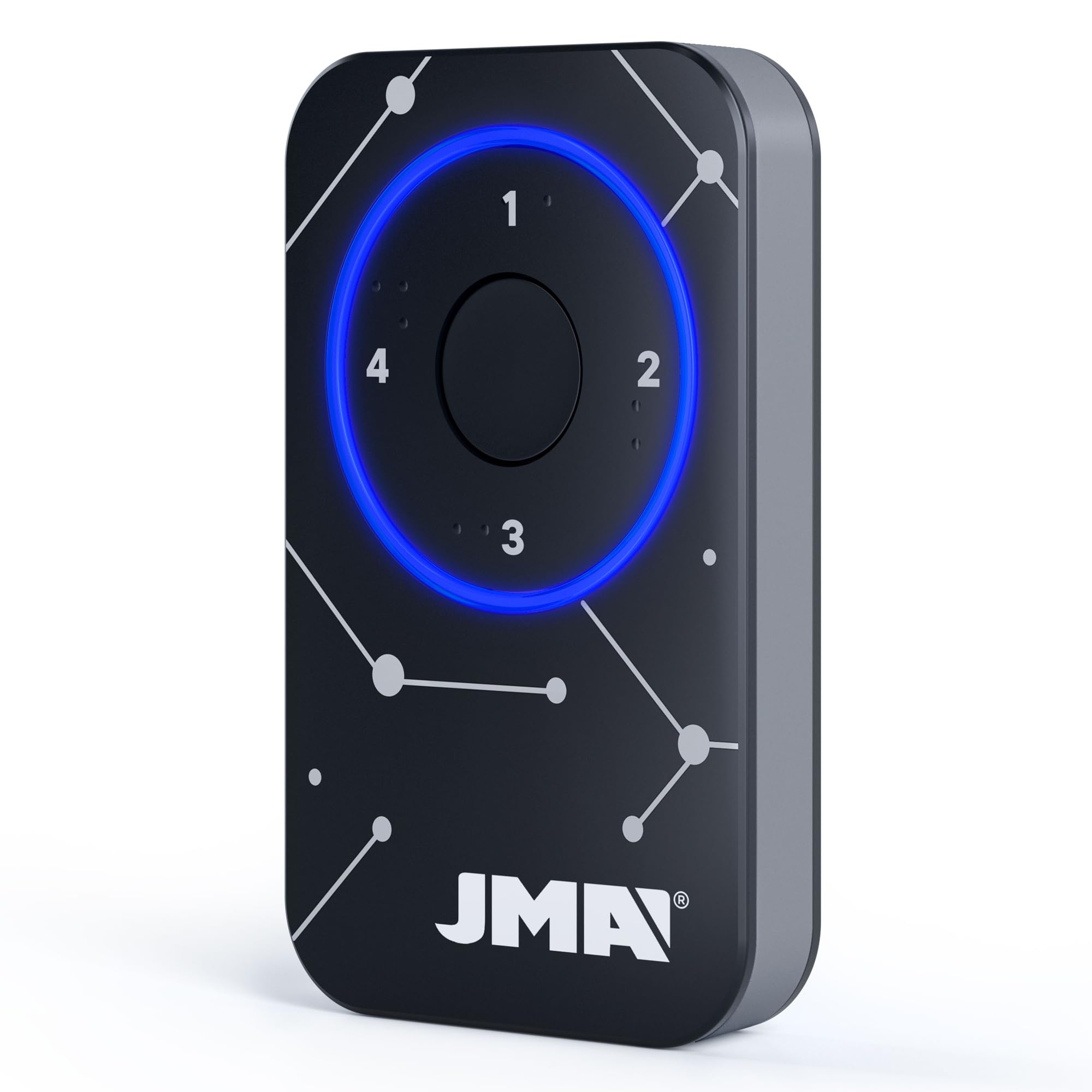 Télécommande de garage universelle JMA M-BT Advance pour la copie de portes à code fixe et Rolling Code 433 et 868 MHz. 4 télécommandes en 1. Fabriqué