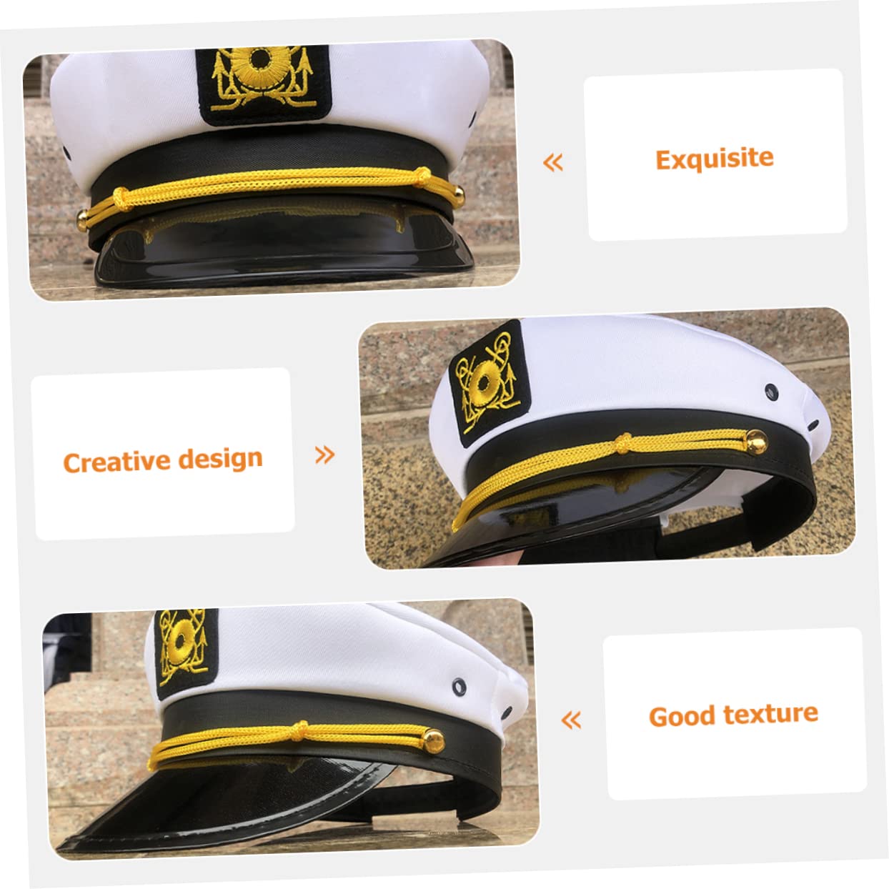 4pezzi Cappello Da Marinaio Per Cosplay Di Halloween Accessorio Costume Nautico Unisex Per Feste e Mascherate Elegante Cappello Con Ricamo Per Uomini e Donne