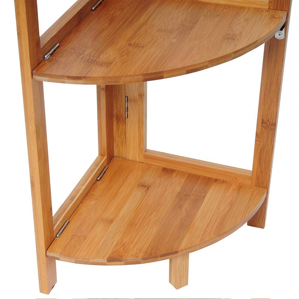 Bakaji - Estantería esquinera Plegable, 4 estantes, estantes de Madera de bambú, Mueble esquinero, Dimensiones 27 x 27 x 120 cm, Color bambú Natural