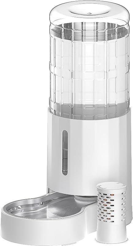 Bebedouro Automático para Cães CZPET com Reservatório por Gravidade, Tigela de Aço Inoxidável e Filtro 9,5 L Branco