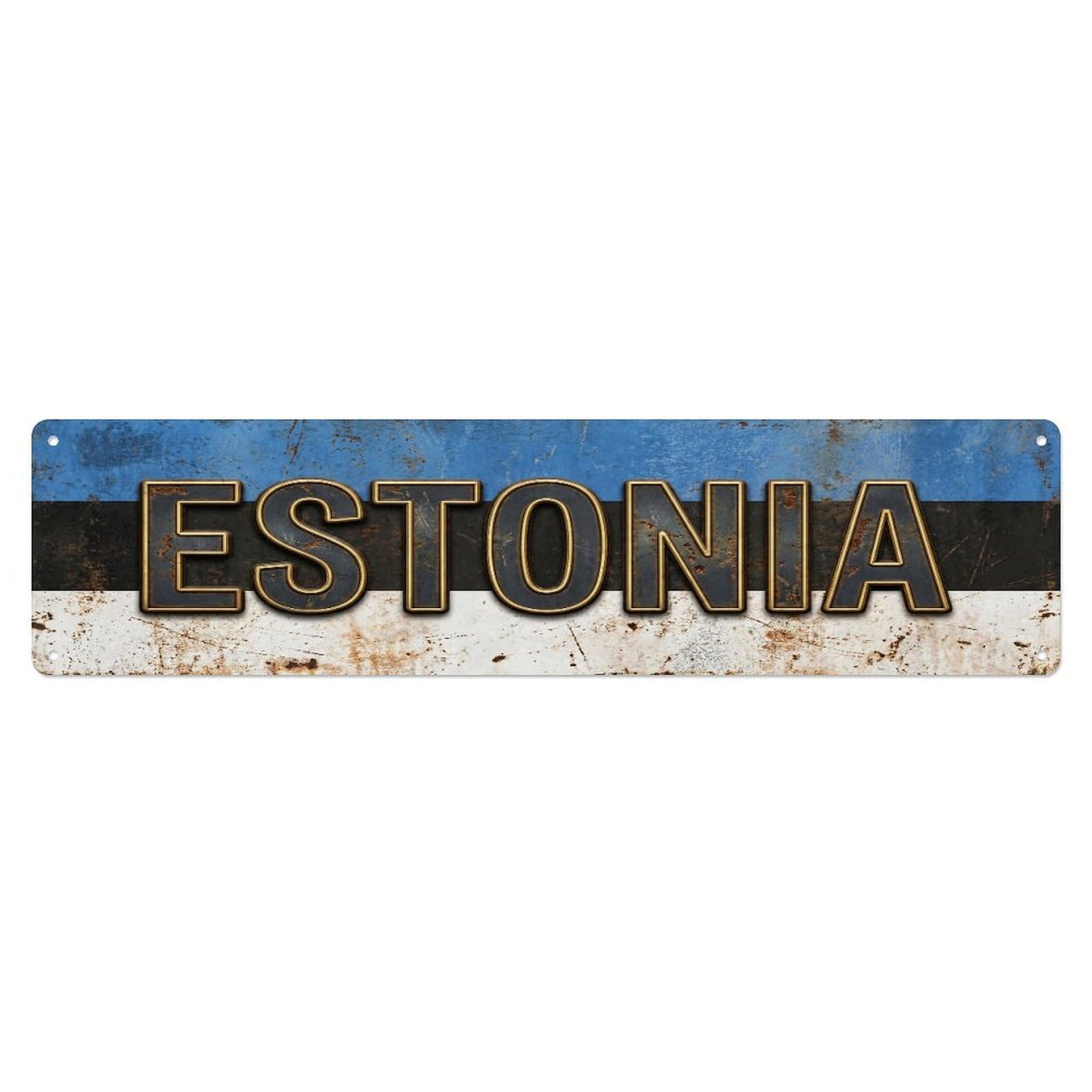 Fqcyn Style Metal Tin Sign Vintage Estonia Flag Pattern